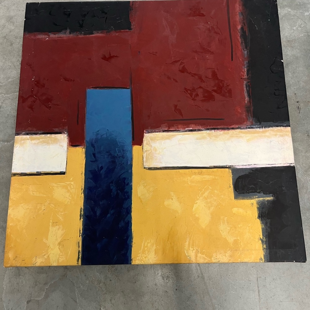 Abstract Red and Blue Canvas Art - Picture 2 of 4